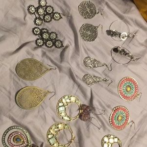22 pairs of earrings from various brands